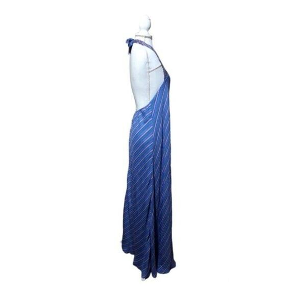 Urban Outfitters Women's Striped Halter Travel Vacation Maxi Purple Dress S - Picture 5 of 9
